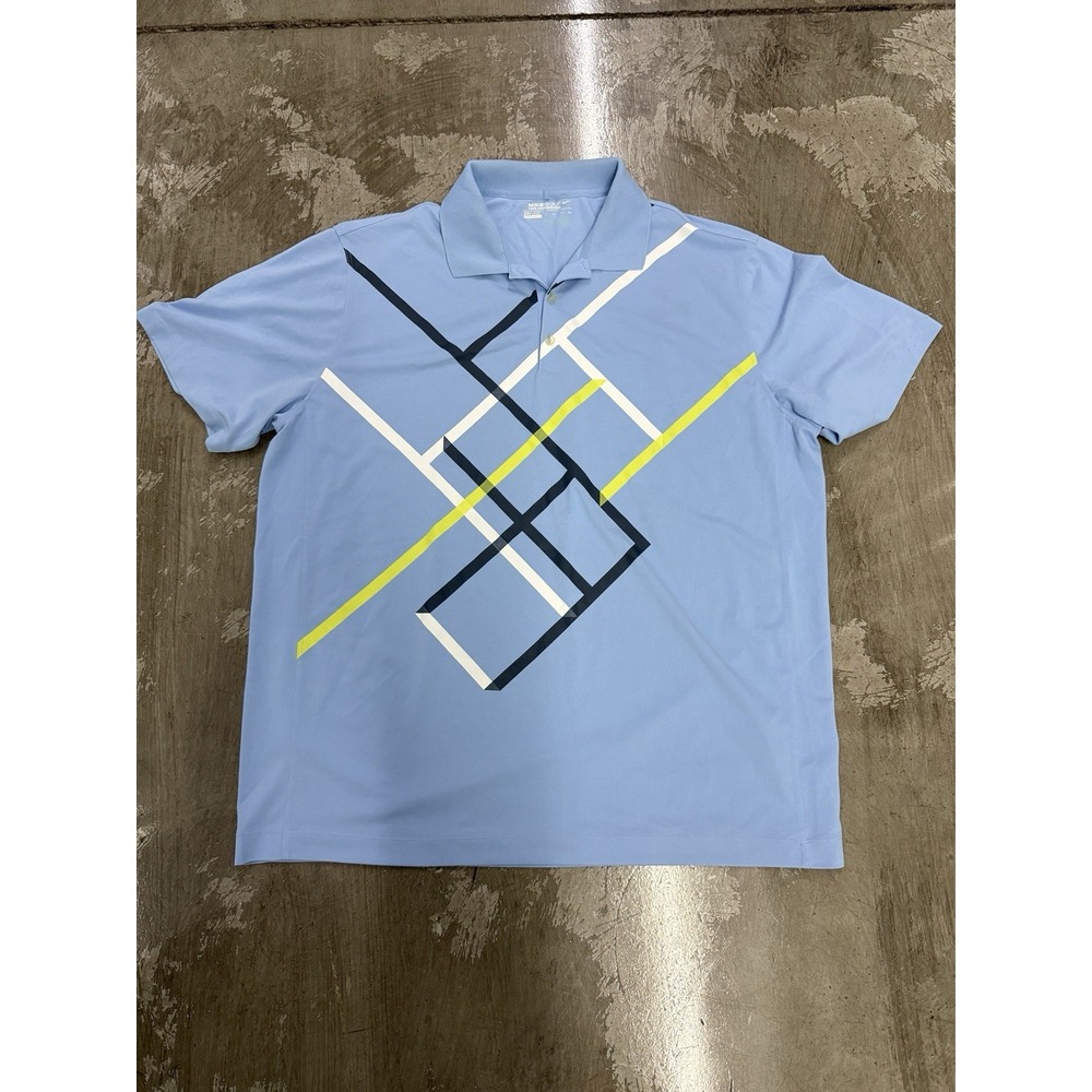Nike Golf Tour Performance Dri-FIT Polo Shirt Mens 2XL Blue Geometric Print